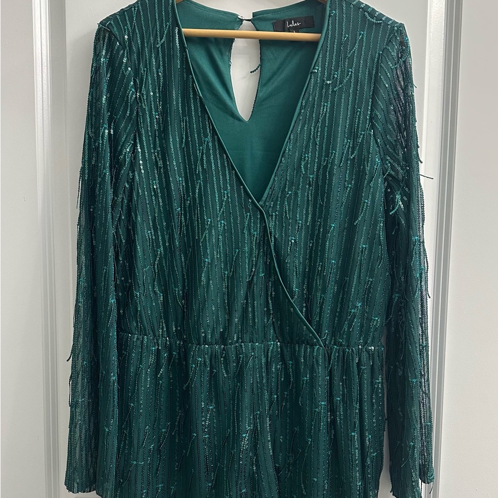 Elegant Green Long Sleeve Romper